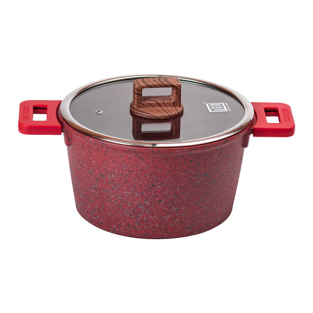 Антипригарна алюмінієва кастрюля 5,3 л з кришкою 24 см Київ - фото 1