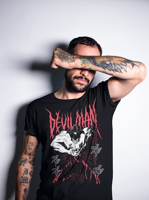 Футболка для хлопчика з аніме принтом Девілман Крйбабй Аніме Акіра оверсайз (зріст від 165 до 180) Чорний AnimeJ0081m Дніпро - фото 2