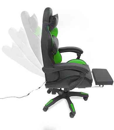 Кресло геймерское компьютерное с подсветкой игровое эргономичное усиленное с функцией массажа и подставкой для Синій Львов