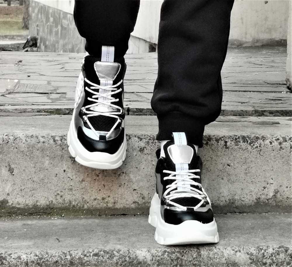 . Жеганські Кросівки на Танкетці Сріблясті Сліпони Мокасини на Платформі Білі (розміри: 36,38,39) — 16 Дніпро - фото 6