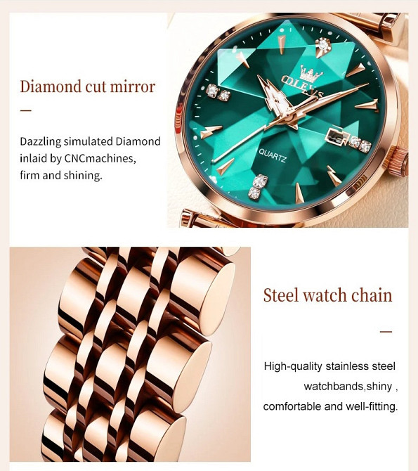 Годинник жіночий наручний Olevs Diamond Leather Brown (2 ремінці) Вінниця - фото 13