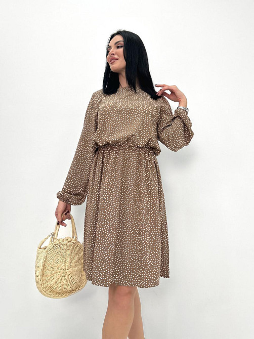 Женское платье в горошек с длинными рукавом Virginia 42-44, Капучино Киев - изображение 3