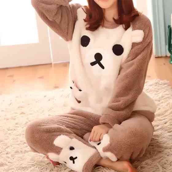 Женская тёплая махровая пижама Bear White XL Київ