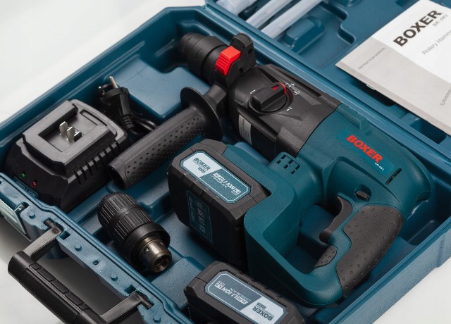 SR-083 Акумуляторний Перфоратор 24V Li-Ion 2x4.0Ah SDS+ 3 Режими Роботи, 2.1 Дж, Кейс, Зарядка Одеса - фото 7