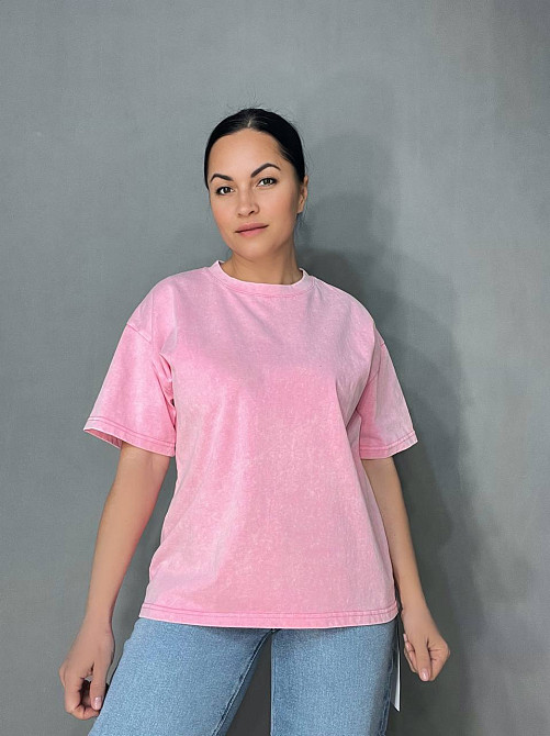 Футболка жіноча A-N 26662 тай-дай варена базова універсальна, рожевий, one size Одеса - фото 8