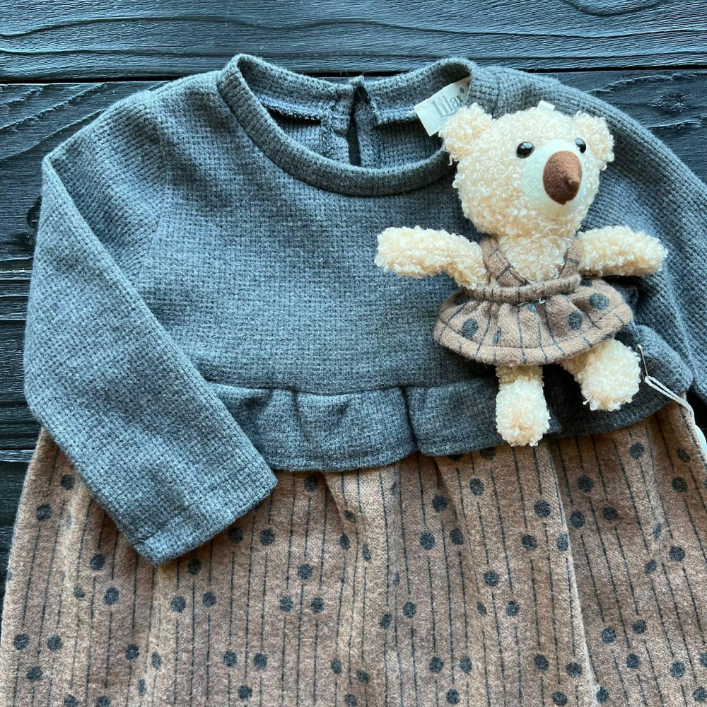 Дитяча Сукня з Ведмедиком Lilax Коричнева 68-74см Київ - фото 2