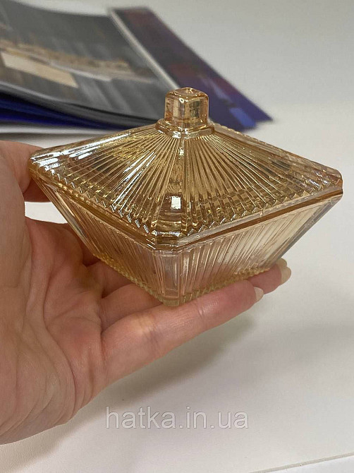 Цукорниця ємність для зберігання скляна "Золота Нефертіті" 60 мл к'янтарне товсте скло Київ - фото 4