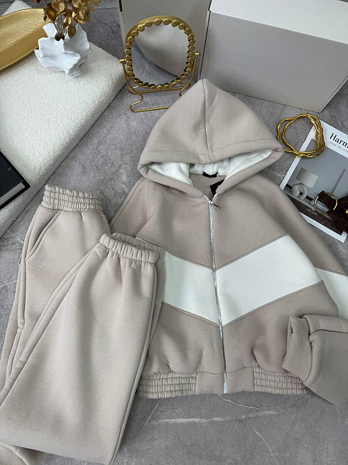 Жіночий теплий костюм із якісної тринитки на флісі Сірий, 42/44 Одеса - фото 4