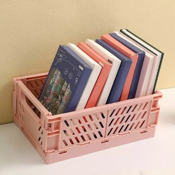 Контейнер для зберігання дрібниць, 25.5×15×9.7см, пластиковий кошик з ручками, рожевий Кам'янець-Подільський