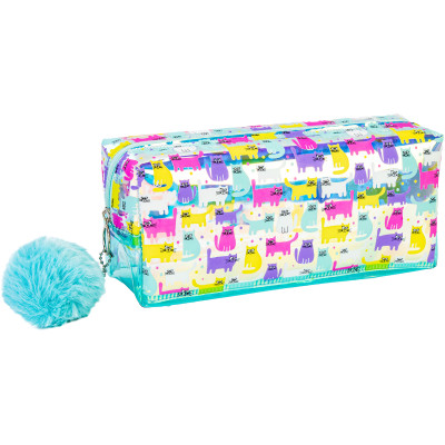 Пенал Cool For School голографический с помпоном 1 отделение голубой (CF87073) Винница - изображение 1
