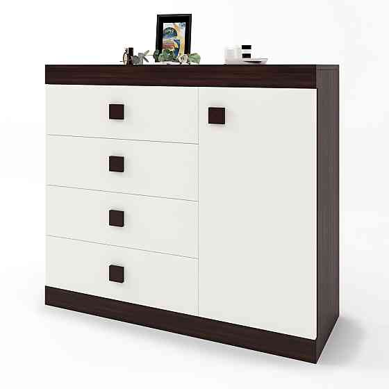 Комод с дверью и 4-мя ящиками Эверест Соната-5 105х38х94 венге темный/белый (DTM-2064) Львов