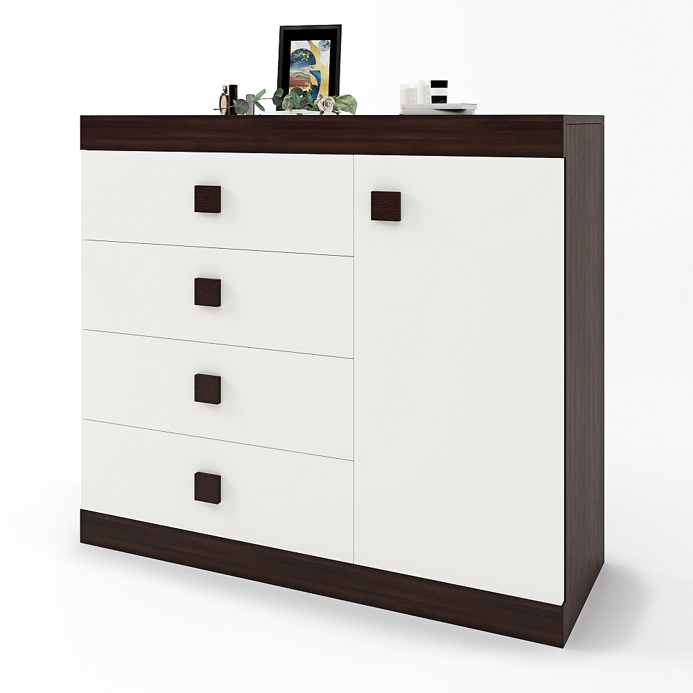 Комод с дверью и 4-мя ящиками Эверест Соната-5 105х38х94 венге темный/белый (DTM-2064) Львов - изображение 2