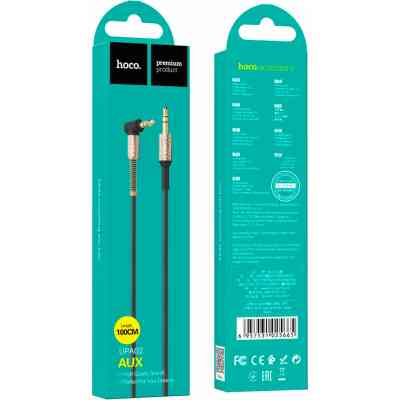 Кабель мультимедійний 3.5mm M to 3.5mm M 1.0m 90° corner Black HOCO (6957531025665) Вінниця