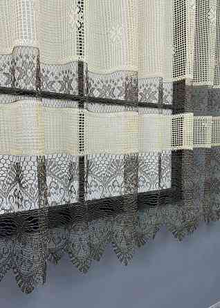 Тюль сетка VR-Textil Juli № 1873т Арка на кухню цвет бежевый с венге 300х150 см (53-0167) Киев