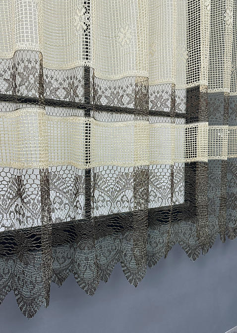 Тюль сетка VR-Textil Juli № 1873т Арка на кухню цвет бежевый с венге 300х150 см (53-0167) Киев - изображение 6