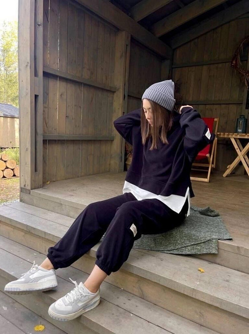 Женский стильный костюм с имитацией футболки, трехнить на флисе Одесса - изображение 1