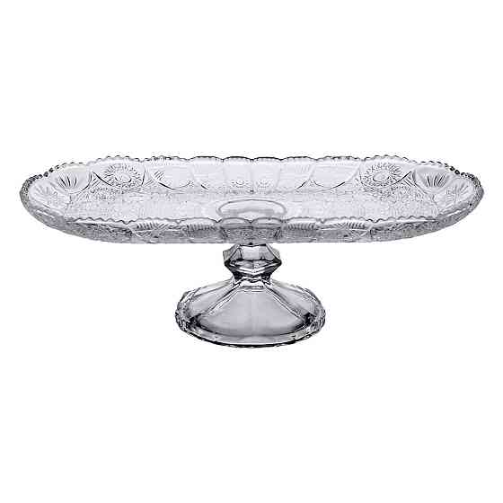 Овальная стеклянная фруктовница на ножке 33.5 см Киев