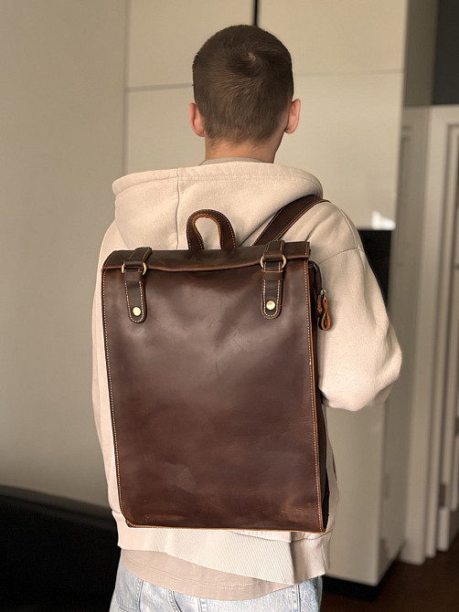 Рюкзак шкіряний дорожній Vintage 14796 Коричневий Київ - фото 9