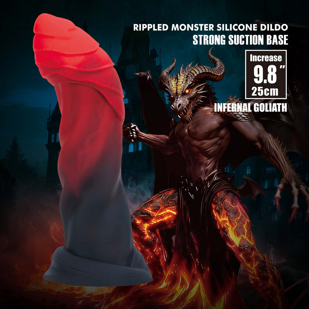 Фаллоимитатор силиконовый Power Monsters Infernal Goliath на присоске, красно-черный, 25 см Sex Aura Киев - изображение 1