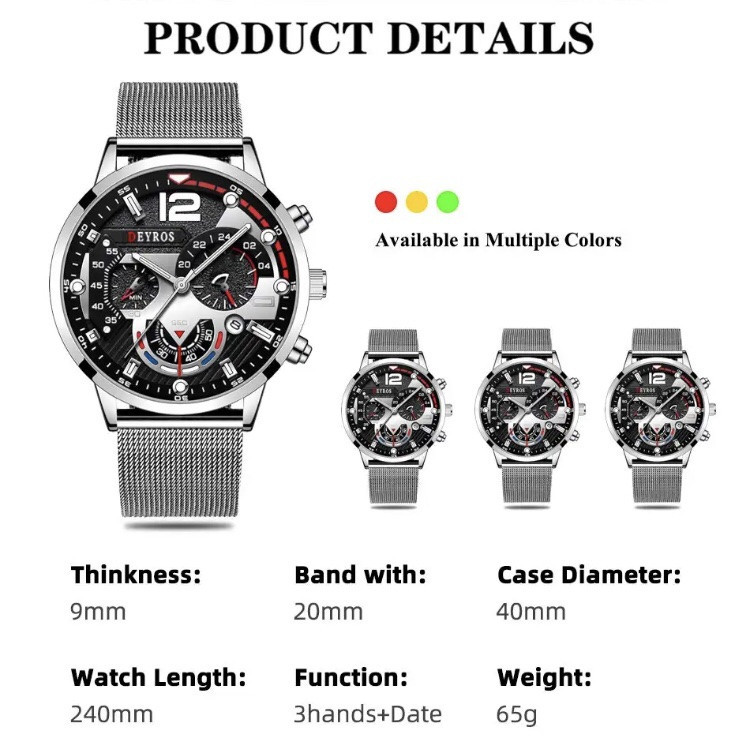 Подарочный набор для мужчин: наручные часы, 1 браслет и 1 ожерелье- диам 4,1 дл. 22см шир рем 2см, без коробки Киев - изображение 6