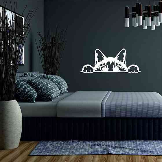 Декоративное настенное 3D Панно «Кот» Декор на стену с объемом (цена за 1 шт) 70*28 см, Белый Киев