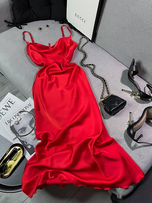 Жіноче романтичне елегантне плаття шовк Червоний, 44/46 Одеса - фото 3