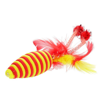 Іграшка для котів Hippie Pet Мишка з пір'ям помаранчева 16.5 см (HIPCT2304024O) Вінниця - фото 1