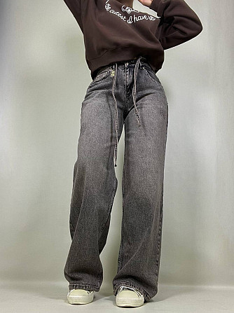 Джинсы женские I8 52407 широкие Baggy бананы с поясом веревкой коричневые, коричневый, 27, 27, 74 см Одесса - изображение 7