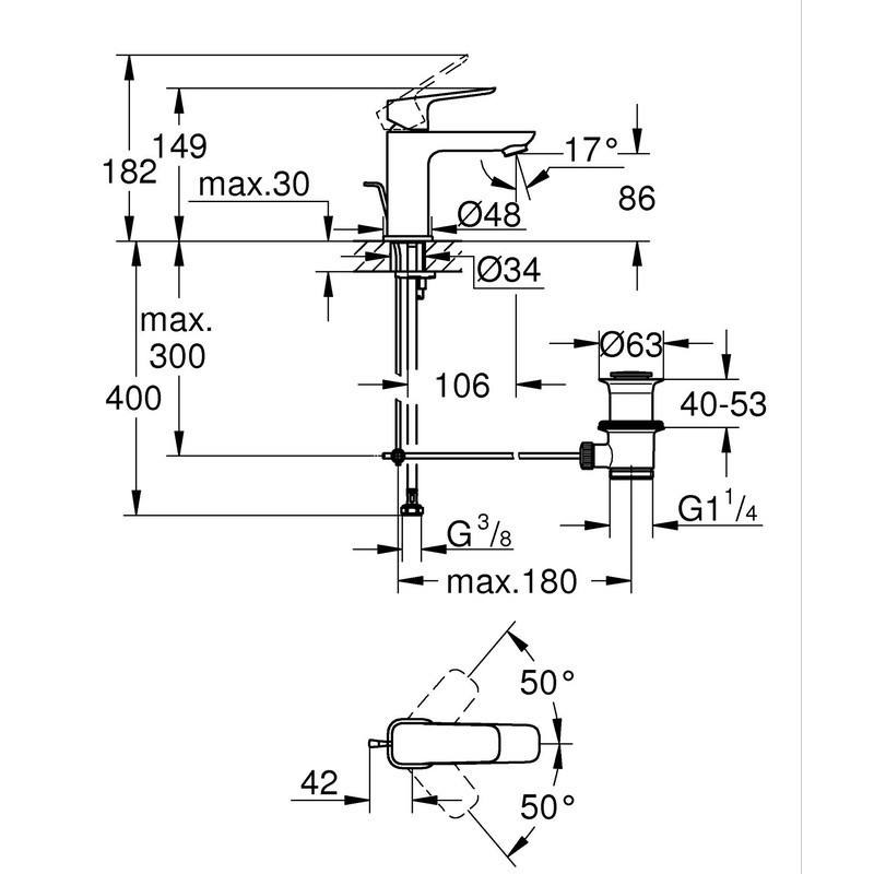 Одноважільний змішувач для раковини Grohe Cubeo S-розміру (1016942430) ( 20515 ) Харків - фото 3