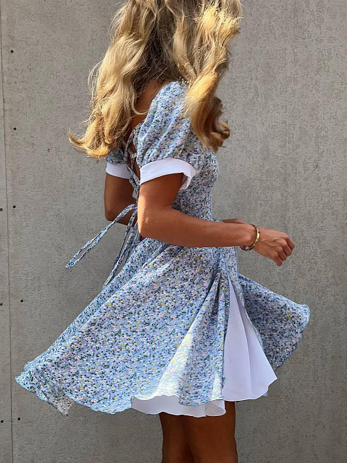 Женское принтованное легкое платье мини американский креп Одесса - изображение 3