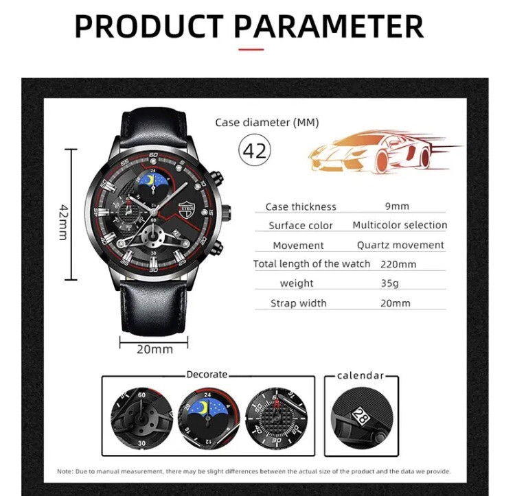 Подарочный набор для мужчин: наручные часы, 1 браслет и 1 ожерелье- диам 4,2 дл. 22см шир рем 2см, без коробки Киев - изображение 7