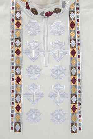 Вишиванка для хлопчиків із довгим рукавом лляна, молочна, топ Київ