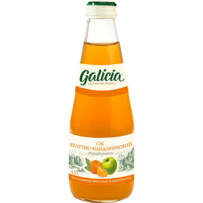 Сік Galicia Яблучно-мандаринового пастеризованого неосвітленого 300 мл с/б (4820209562705) Вінниця - фото 1