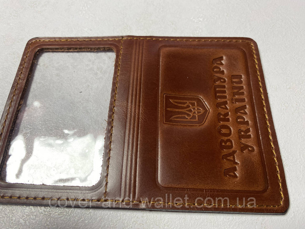 Бордовая кожаная обложка на удостоверение адвоката (адвокатура) Киев - изображение 3