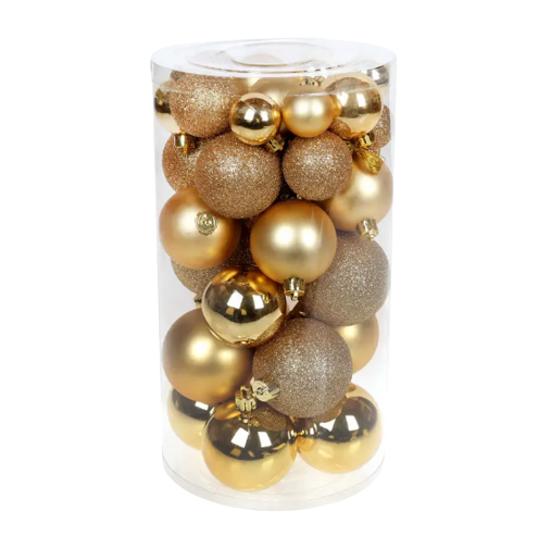 Набір ялинкових куль 40шт 6/5/4/3см золото (4шт-пглянець/3шт-мат/3шт-глітер) БОНА ДИ Житомир - изображение 1