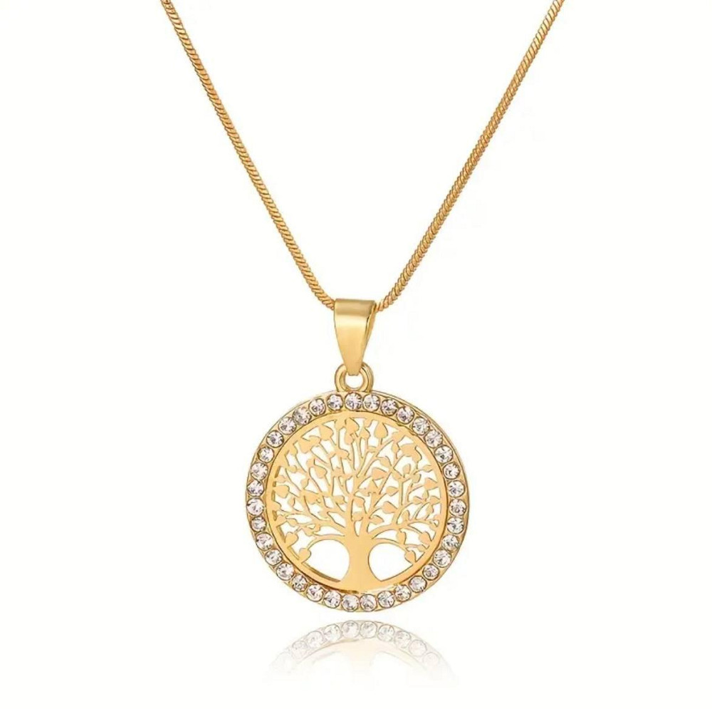 Кулон Дерево Жизни — позолоченное ожерелье с цирконием, женская цепочка 42+5 см Киев - изображение 2