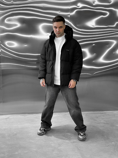 Чоловічий пуховик зимовий дутий короткий, куртка тепла до -25 чорний Одеса - фото 10
