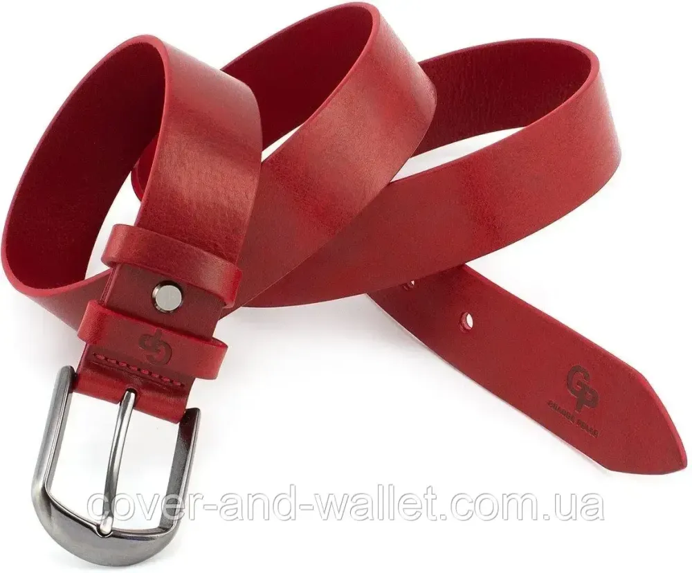 Красный широкий женский ремень из натуральной кожи 35 мм PS Leather Grande Pelle Киев - изображение 2