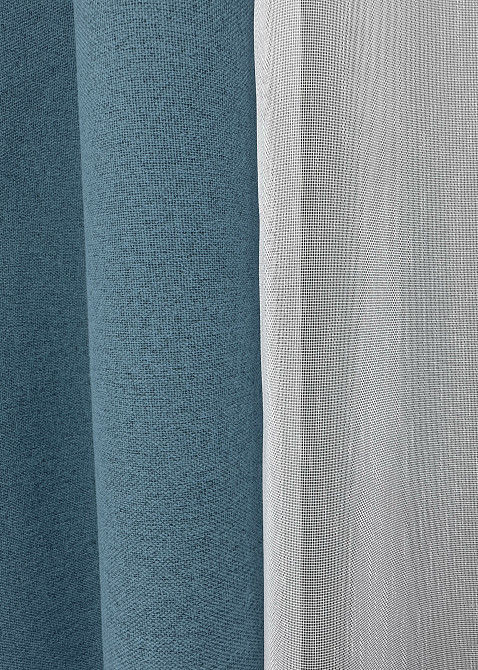 Комплект штор VR-Textil 100% блекаут ASHEN NIGHT 150х270 2шт і Тюль 400х270 1852ш-1153т синій з білим 71-093/3 Київ - фото 6