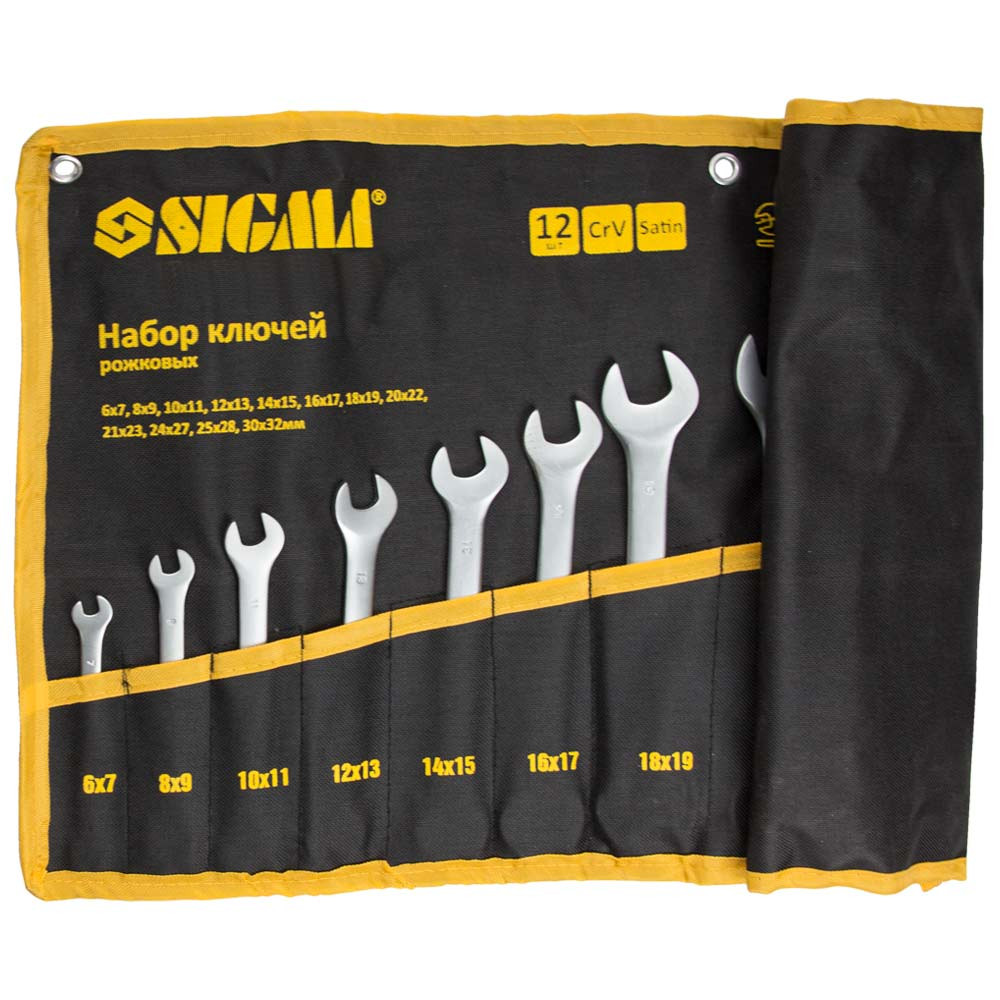 Sigma Ключи рожковые 12шт 6-32мм CrV satine (тк чехол) SIGMA (6010341) Київ - фото 2