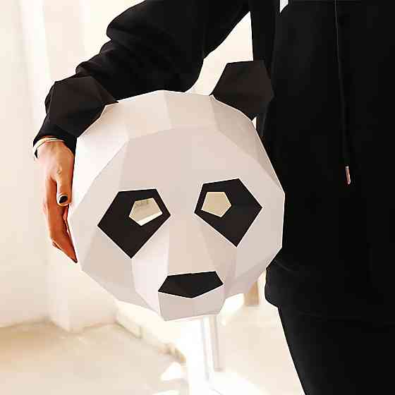 Маска панды RESTEQ из картона — 3D-маска для взрослых, бумажная панда для ручной сборки своими руками Киев