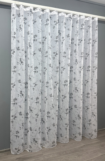 Тюль VR-Textil 1535т Flora Батист Білий з сірим 300х270 см (42-0443) Київ - фото 3