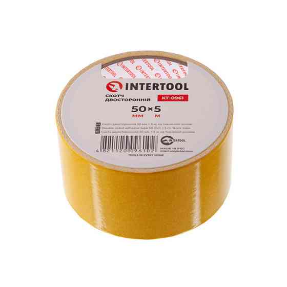 Скотч двусторонний, 5 м, 50 мм, на тканевой основе INTERTOOL KT-0961 Киев