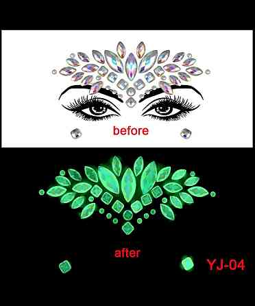 Стрази на обличчя люмінесцентні жіночі one size різнобарвний Київ