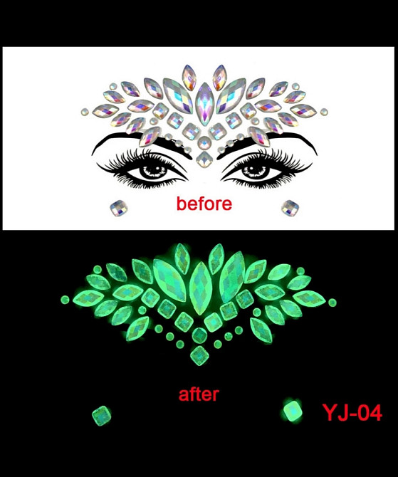 Стрази на обличчя люмінесцентні жіночі one size різнобарвний Київ - фото 3