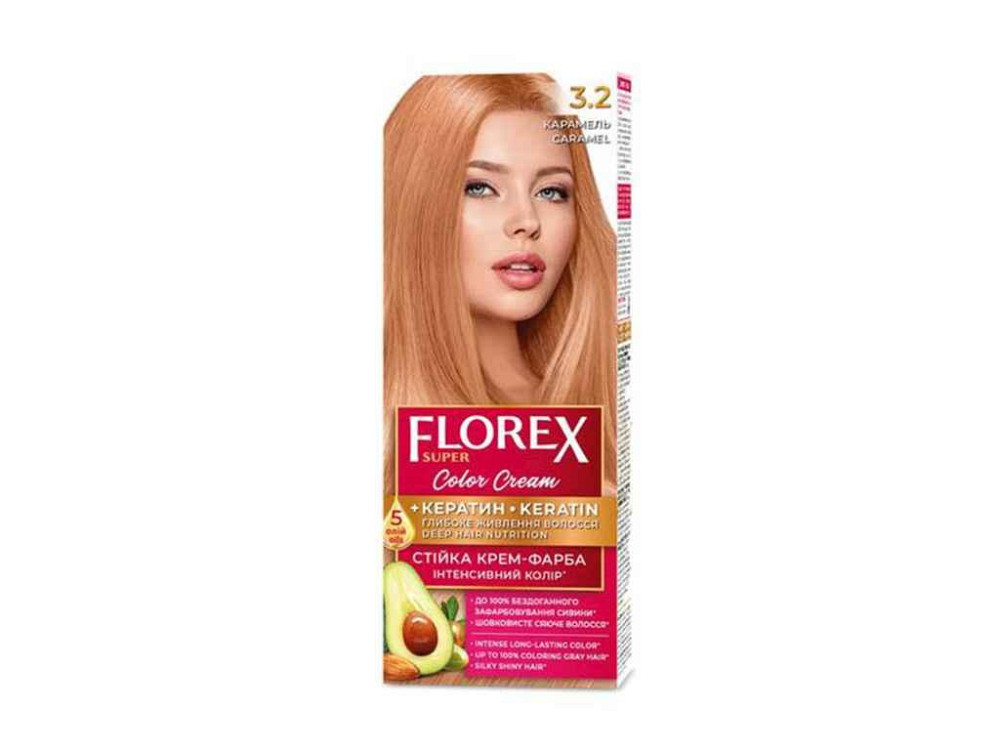 Крем-краска Карамель д/волос КЕРАТИН 3.2 ТМ Florex Solmir Киев - изображение 1