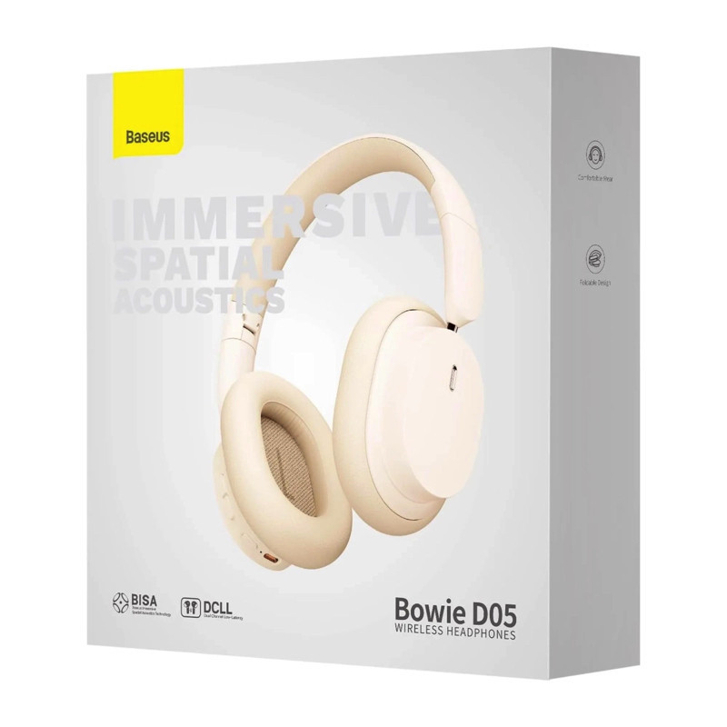 Бездротові накладні навушники Baseus Bowie D05 Wireless Headphones Creamy-white Киев - изображение 6