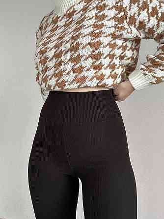 Женские теплые лосины в рубчик Черный 42/44 Харьков