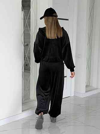 Жіночий сильний повсякденний велюровий костюм-двійка Чорний, 46/48 Одеса