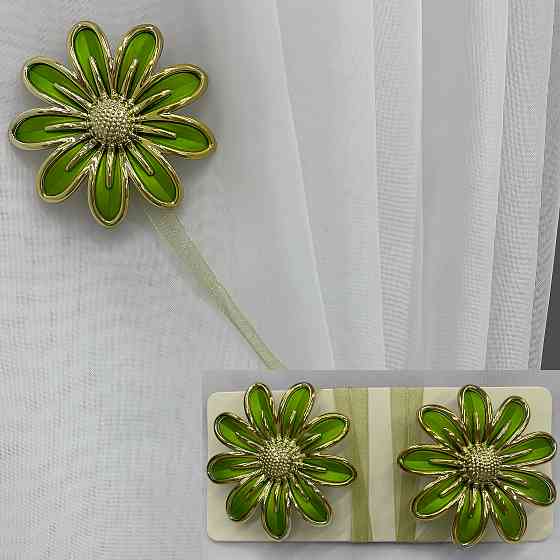 Магніти для штор і гардин Грейс набір 2 шт Зелений з золотистим (81-149) Київ